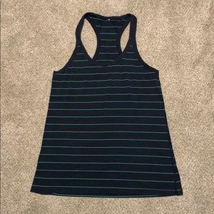 LuLulemon Navy and Green Stripes Tank.